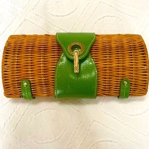 Kate Spade Rattan and Leather Clutch